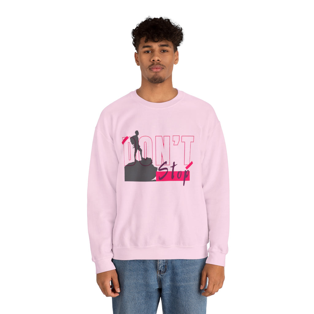 Don’t Stop Crewneck Sweatshirt — Motivational Hiker Graphic