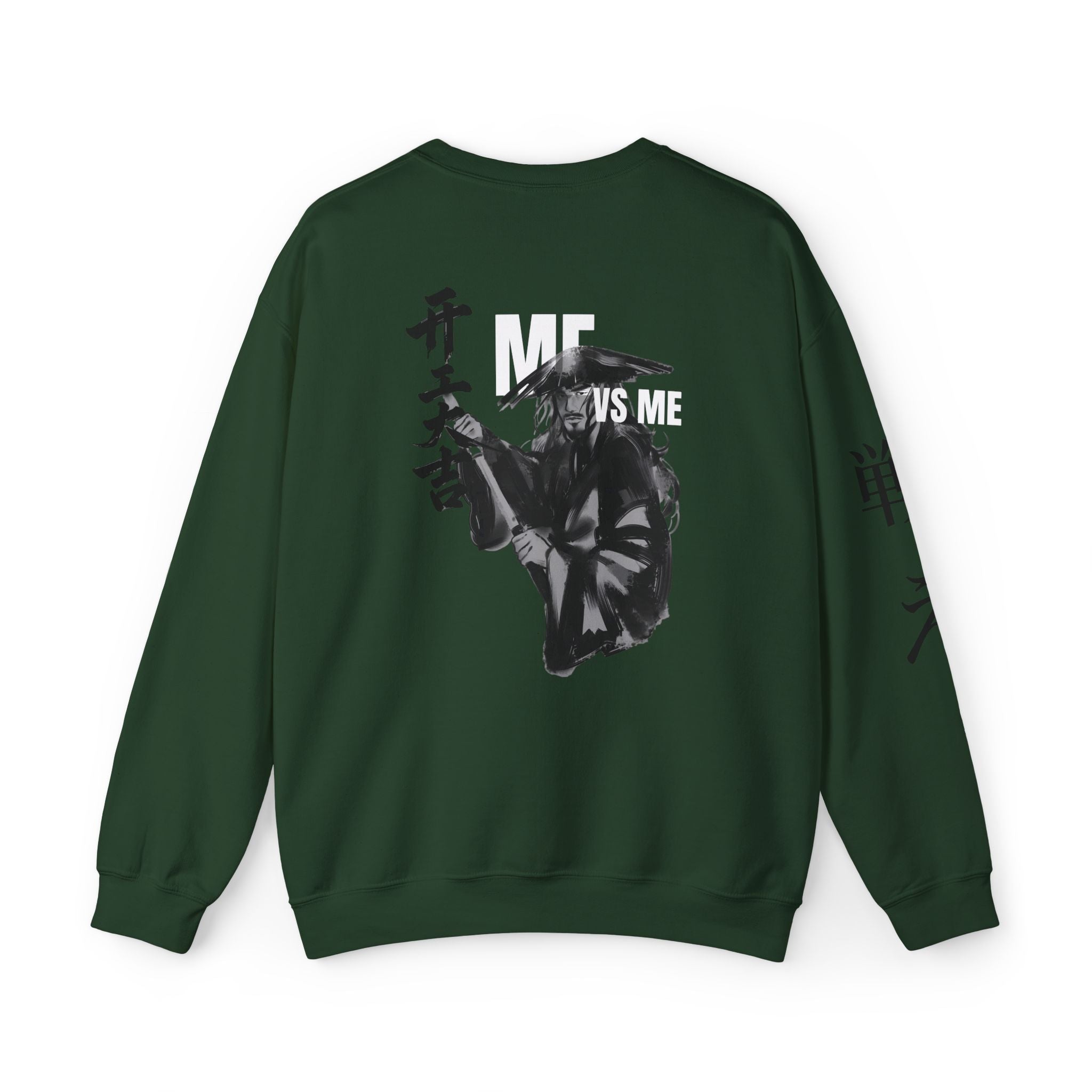Samurai Graphic Crewneck Sweatshirt — "ME vs ME" Zen Fighter Design