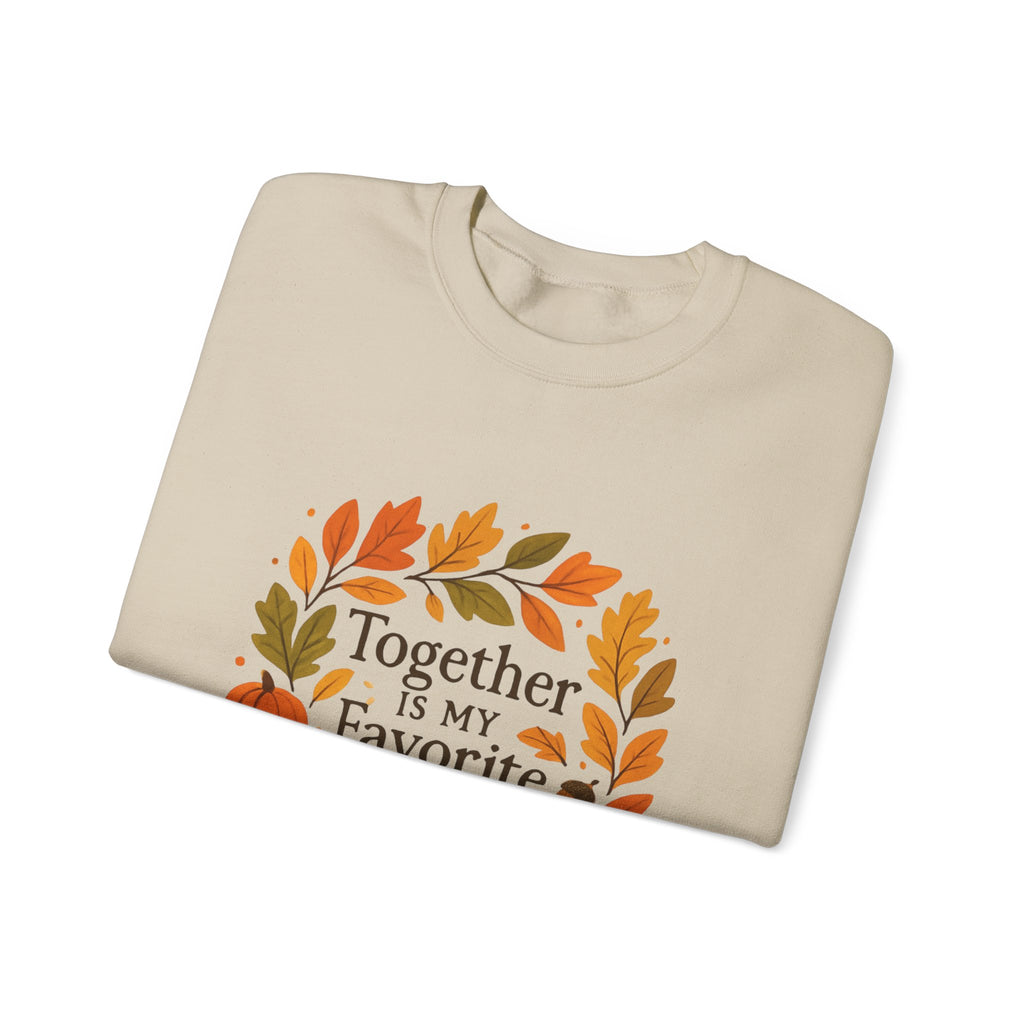 Together Is My Favorite Place to Be Crewneck — Autumn Wreath Embroidered Sweatshirt