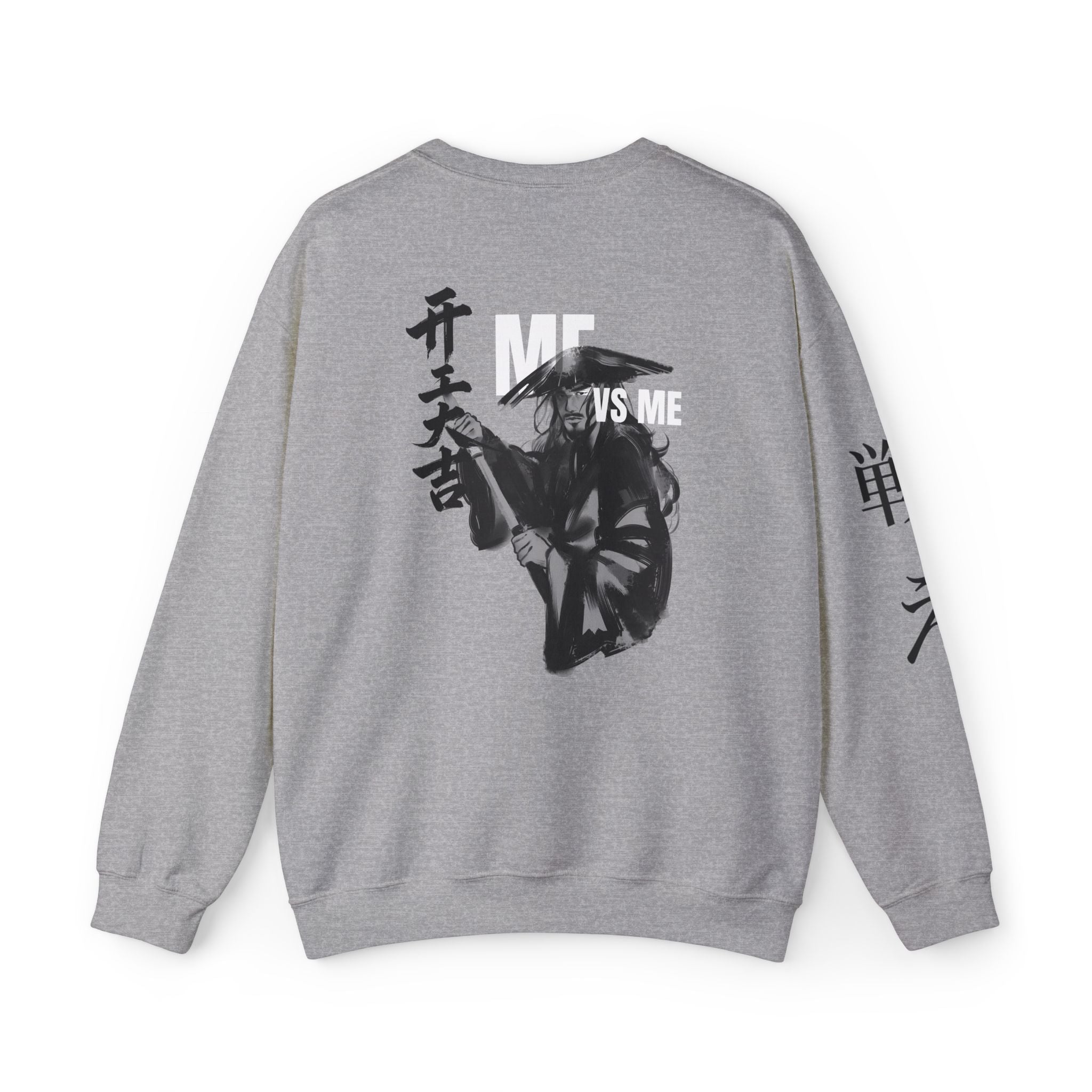 Samurai Graphic Crewneck Sweatshirt — "ME vs ME" Zen Fighter Design