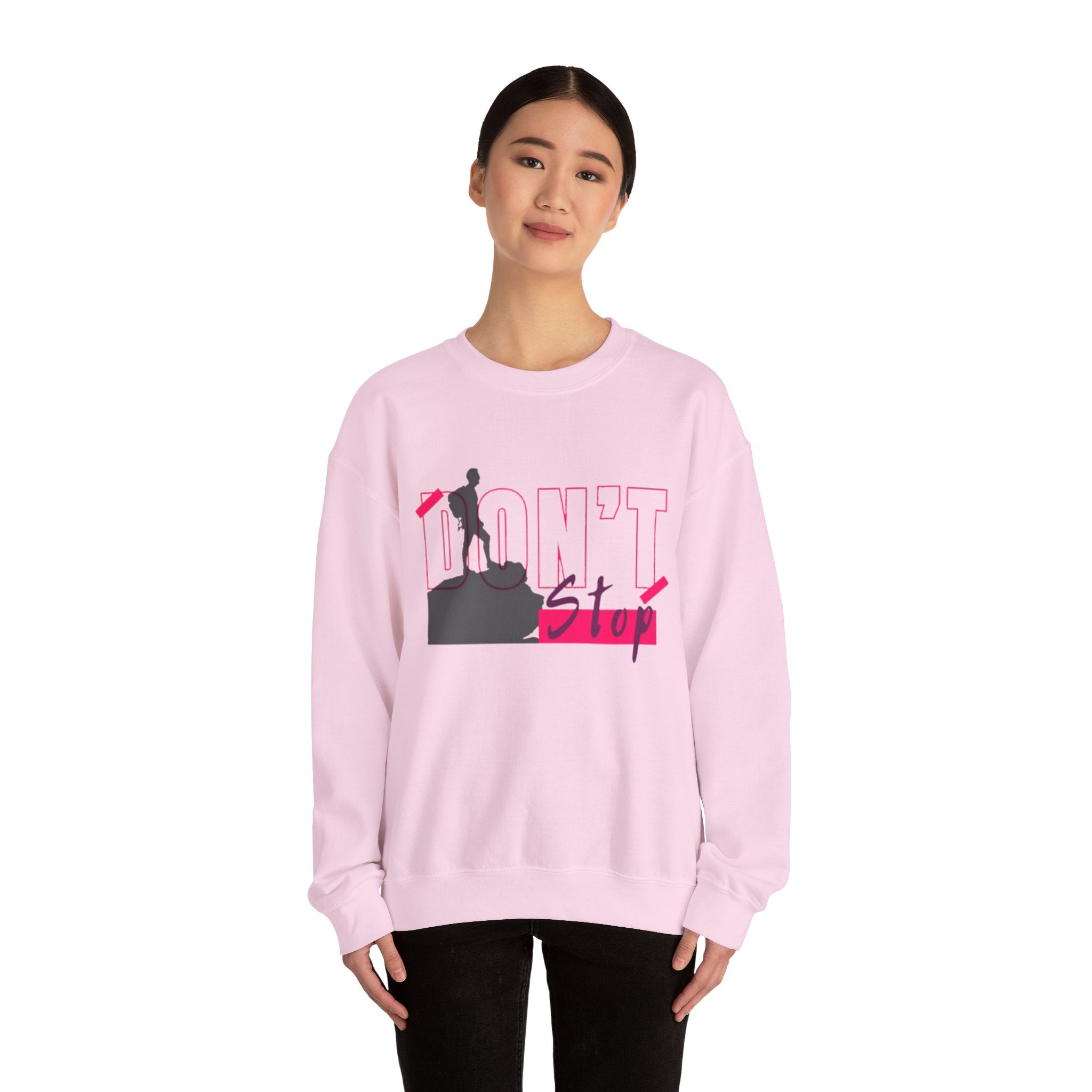 Don’t Stop Crewneck Sweatshirt — Motivational Hiker Graphic
