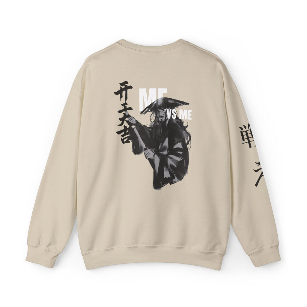 Samurai Graphic Crewneck Sweatshirt — "ME vs ME" Zen Fighter Design