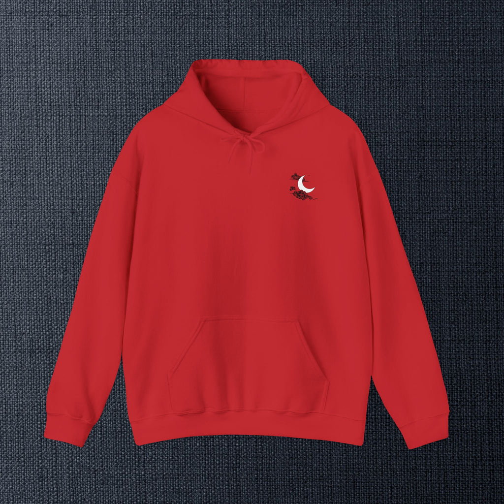 Minimal White Hoodie — Cloud & Moon Minimalist Graphic Hoodie