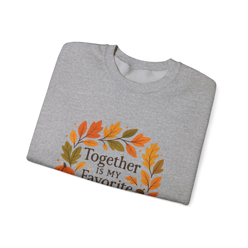 Together Is My Favorite Place to Be Crewneck — Autumn Wreath Embroidered Sweatshirt