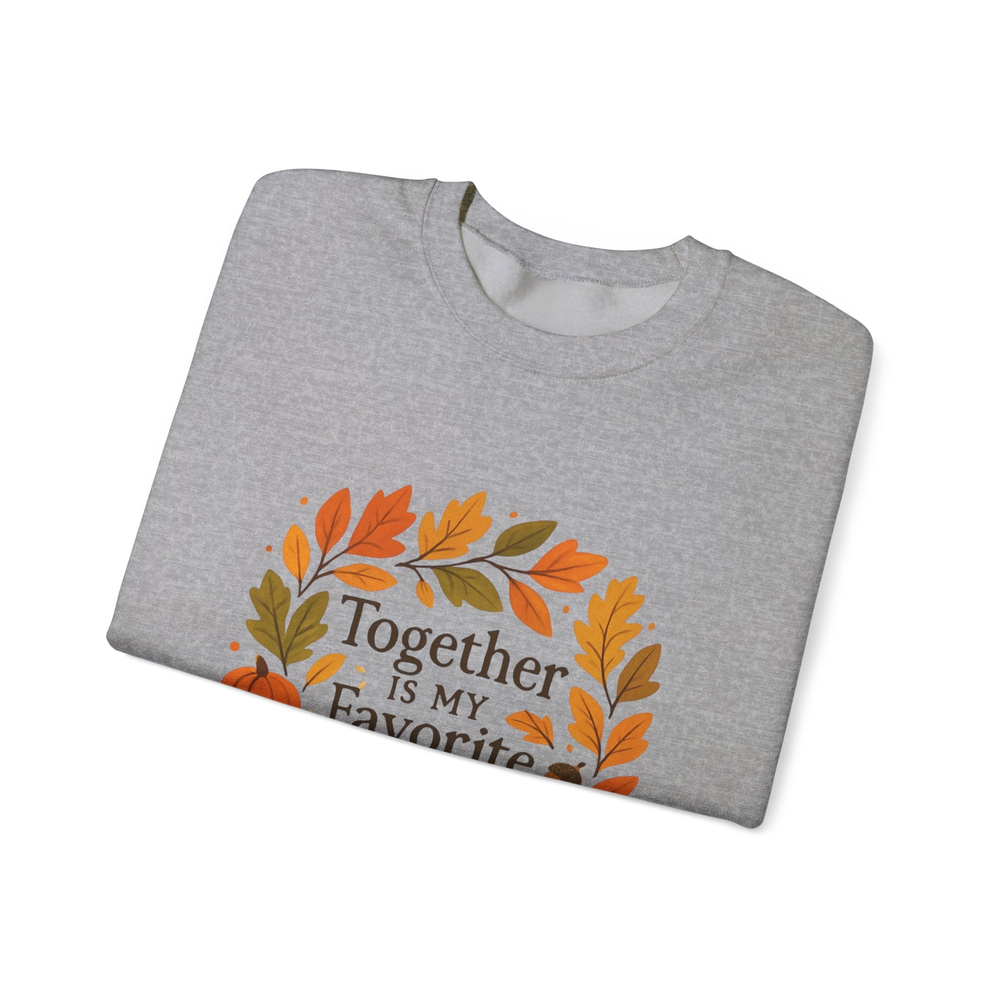 Together Is My Favorite Place to Be Crewneck — Autumn Wreath Embroidered Sweatshirt