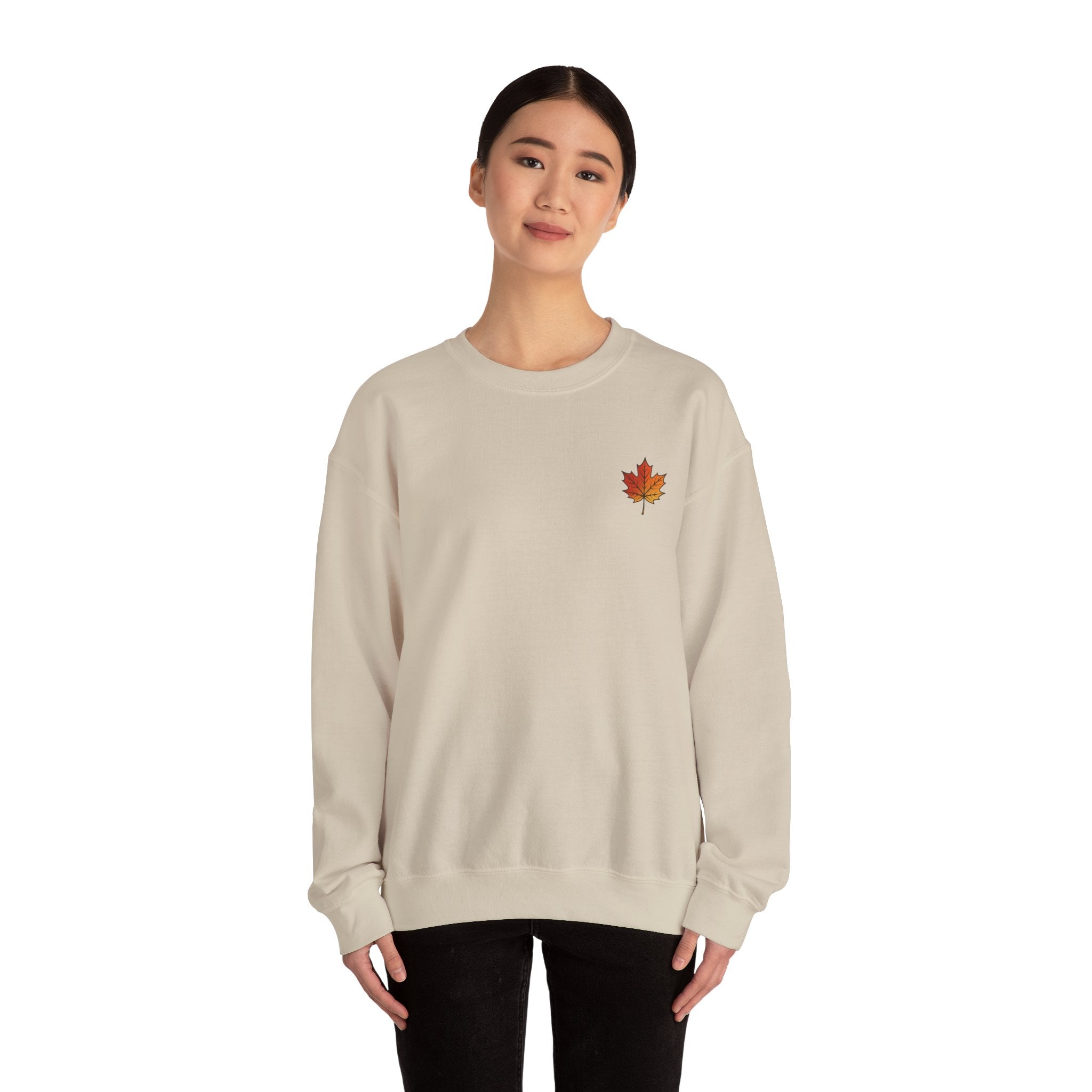 Autumn Maple Leaf Crewneck — Fall Season Botanical Graphic Sweatshirt