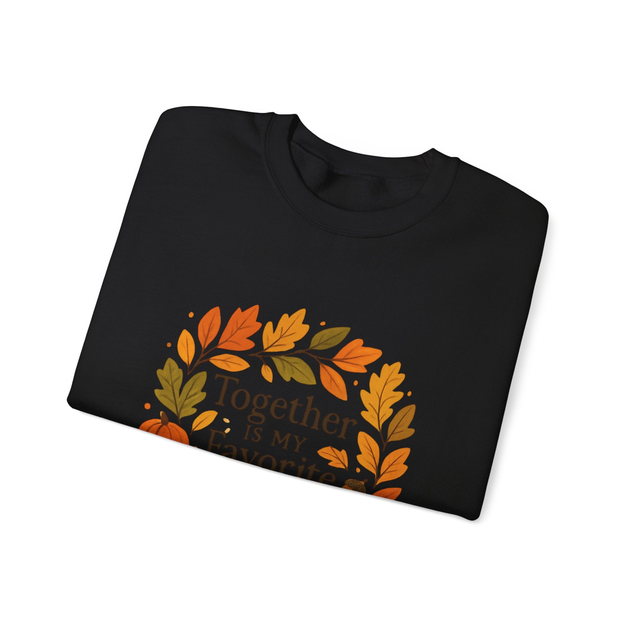 Together Is My Favorite Place to Be Crewneck — Autumn Wreath Embroidered Sweatshirt