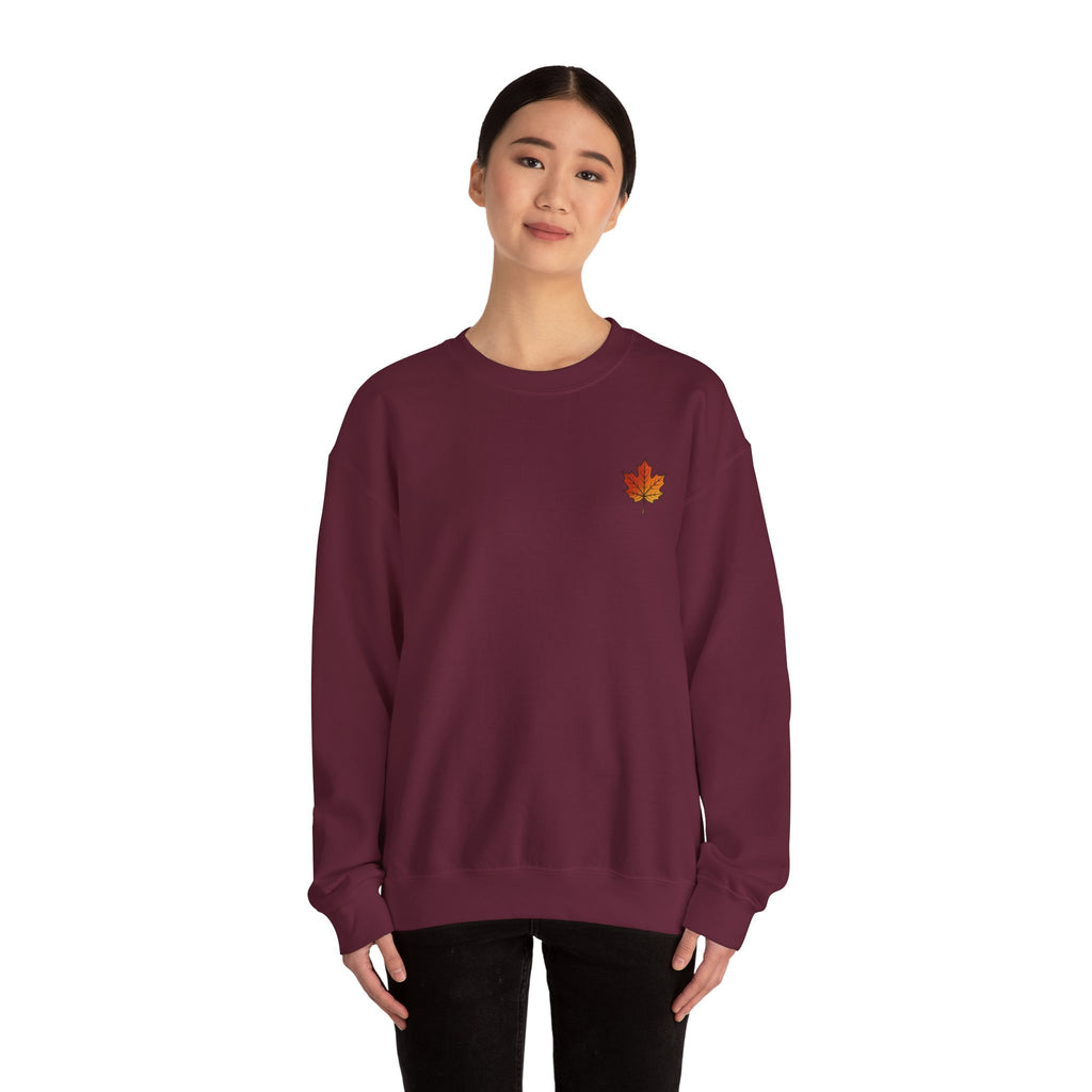 Autumn Maple Leaf Crewneck — Fall Season Botanical Graphic Sweatshirt