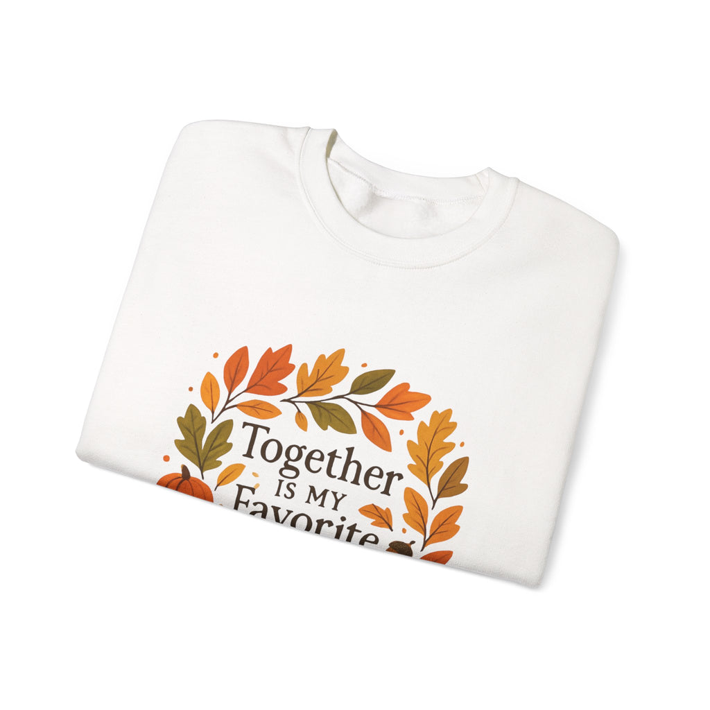 Together Is My Favorite Place to Be Crewneck — Autumn Wreath Embroidered Sweatshirt